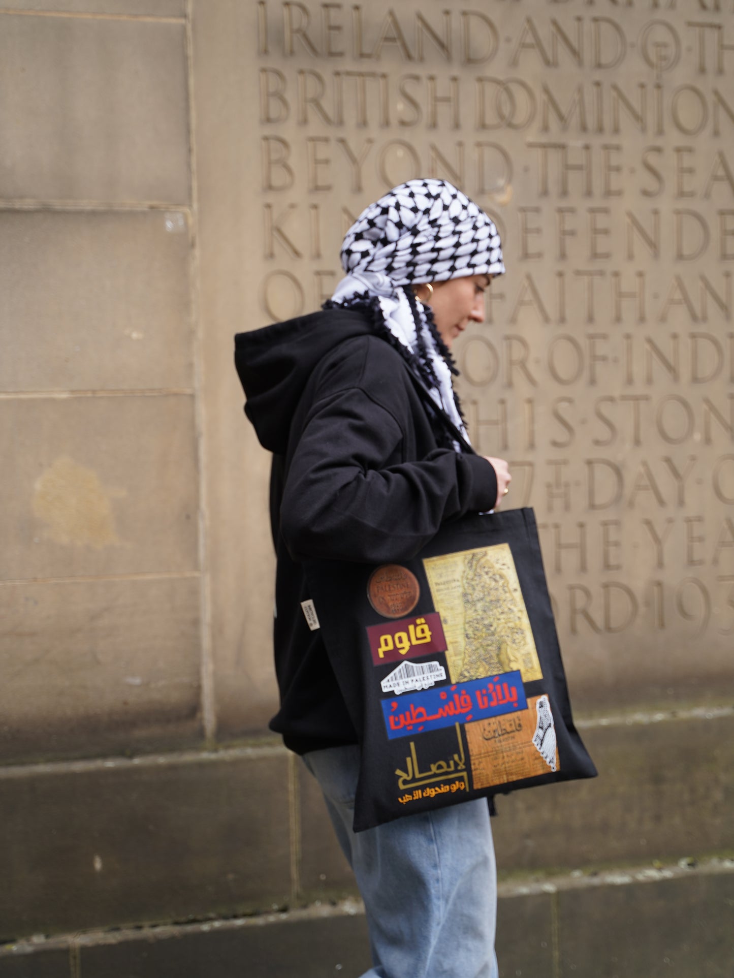Palestine Map Collage Tote Bag